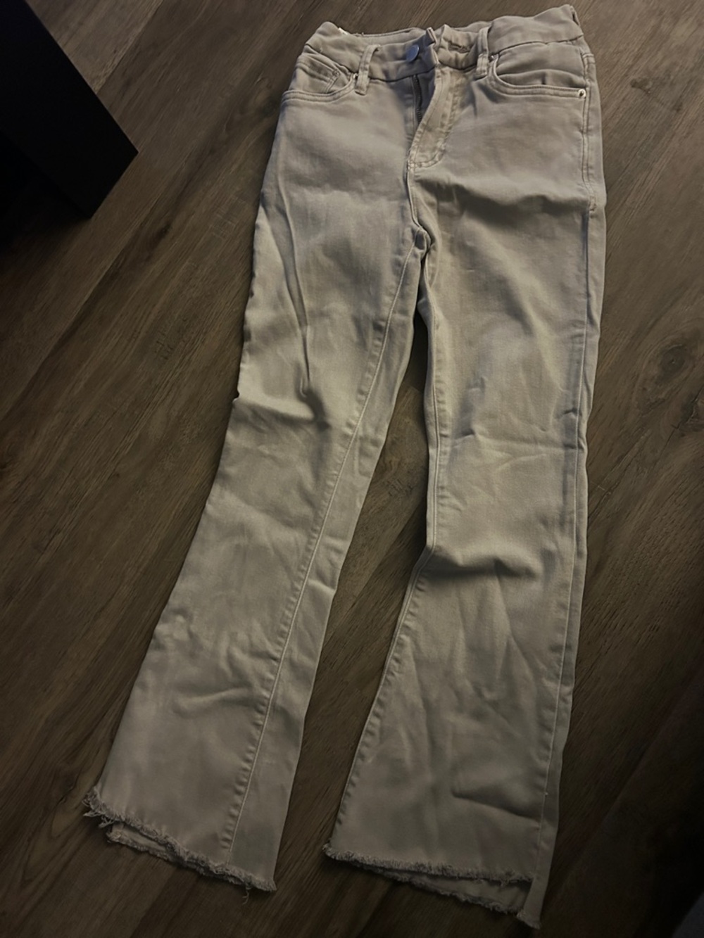 Dear John Light Gray Flare Jeans with Frayed Hem